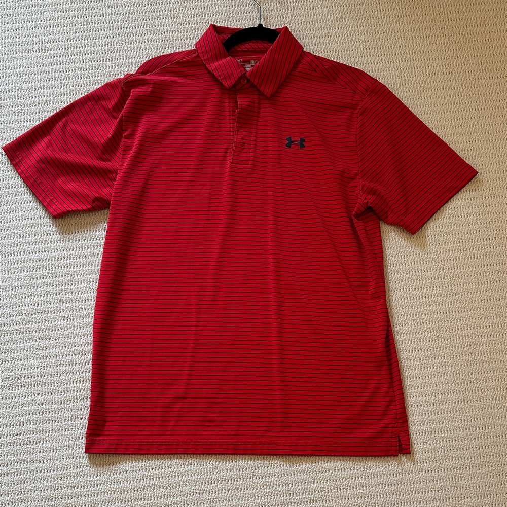Under Armour Men's Striped Red Polo Shirt